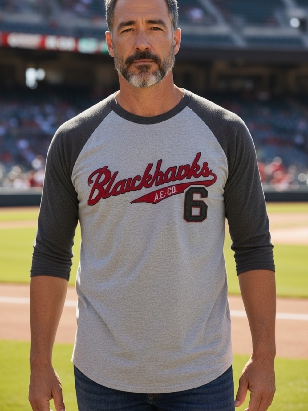 2000s Y2K American Eagle Blackhawks Baseball Tee